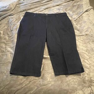 20W, gloria vanderbilt (slimming effect), dark blue jeans, back pocket detail